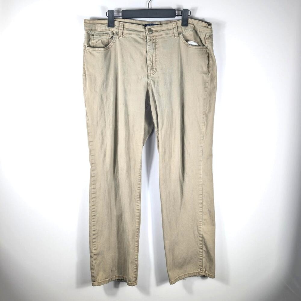 Bandolino 18 Samantha Jeans Womens Tan Stretch Straight Leg Pants Plus Size